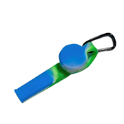 Silicone pipe with Metal Bowl - Green and Blue