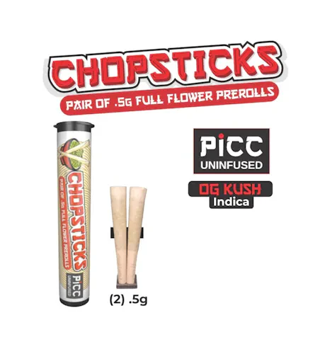 CHOPSTICKS - OG Kush | Preroll | .5g x 2pk | Chopsticks Main Image