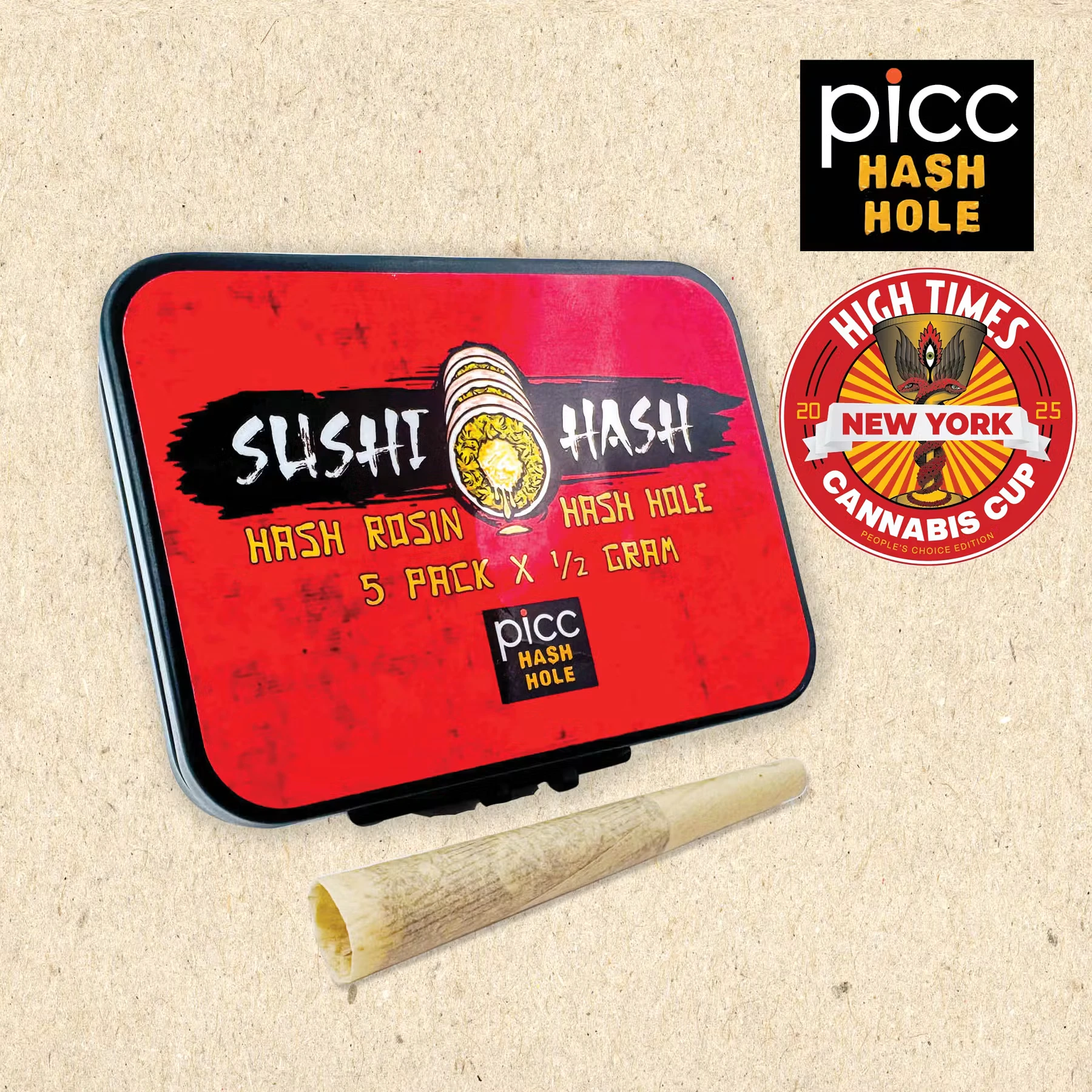 SUSHI HASH - Apple Fritter x Super Boof | Infused Preroll | .5g x 5pk | Sushi Hash Main Image