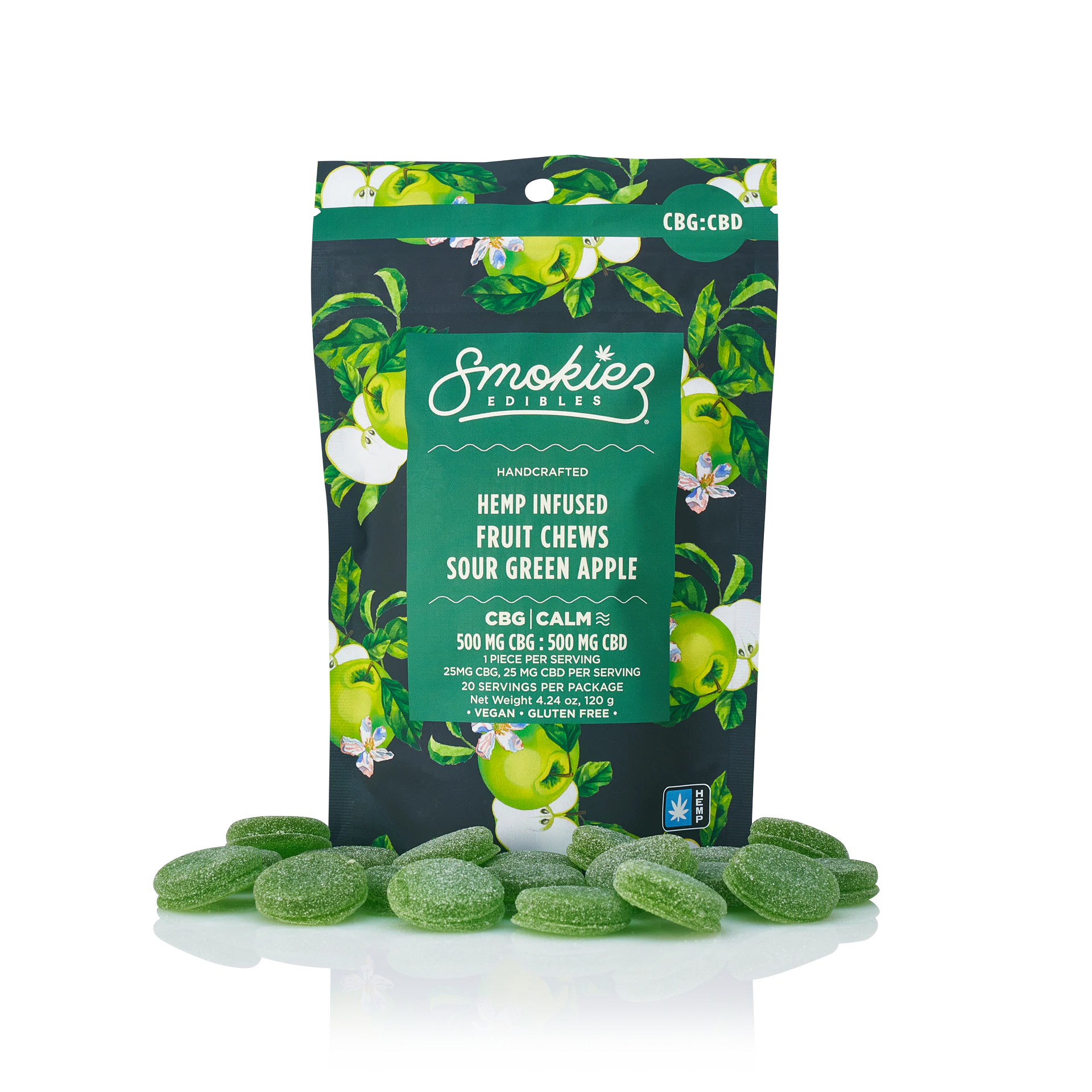 SMOKIEZ - Smokiez | Sour Green Apple HEMP | 500mg CBD:CBG Gummies Main Image