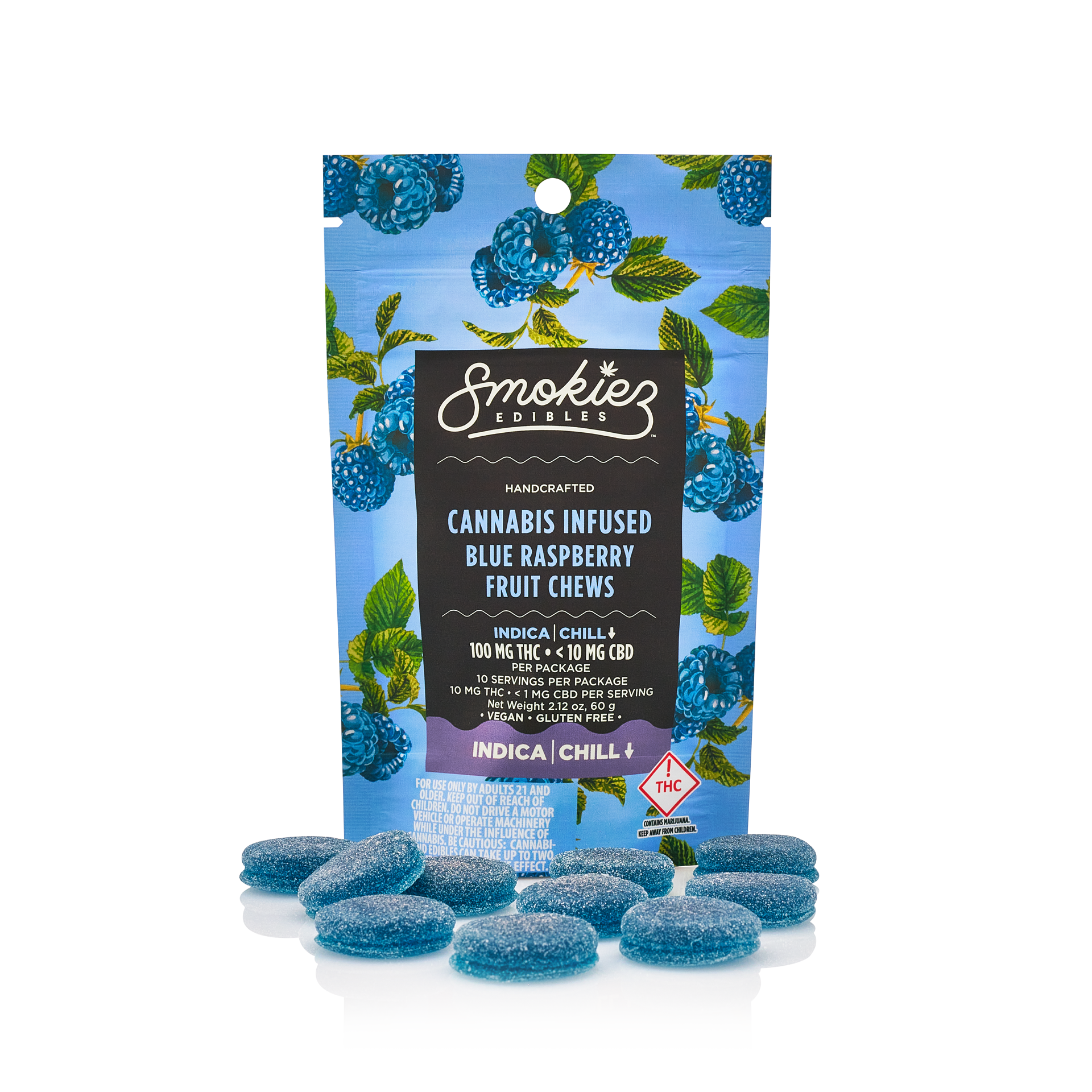 Fruit Chews - Blue Raspberry (indica) -100mg THC