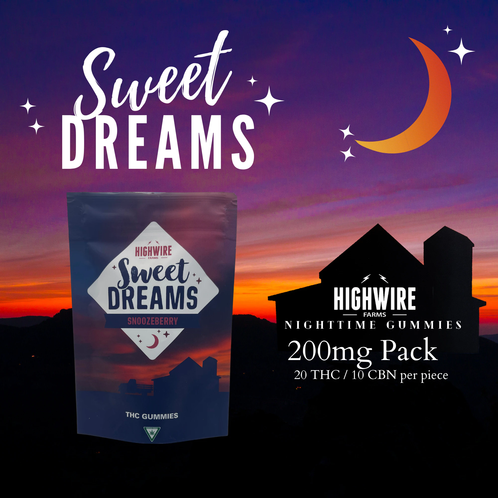 Highwire Farms - Sweet Dreams Gummies Snoozeberry 2:1 THC:CBN 200mg Main Image