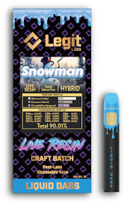 Legit Labs Post-less Disposable - Snow Man Live Resin - 1g