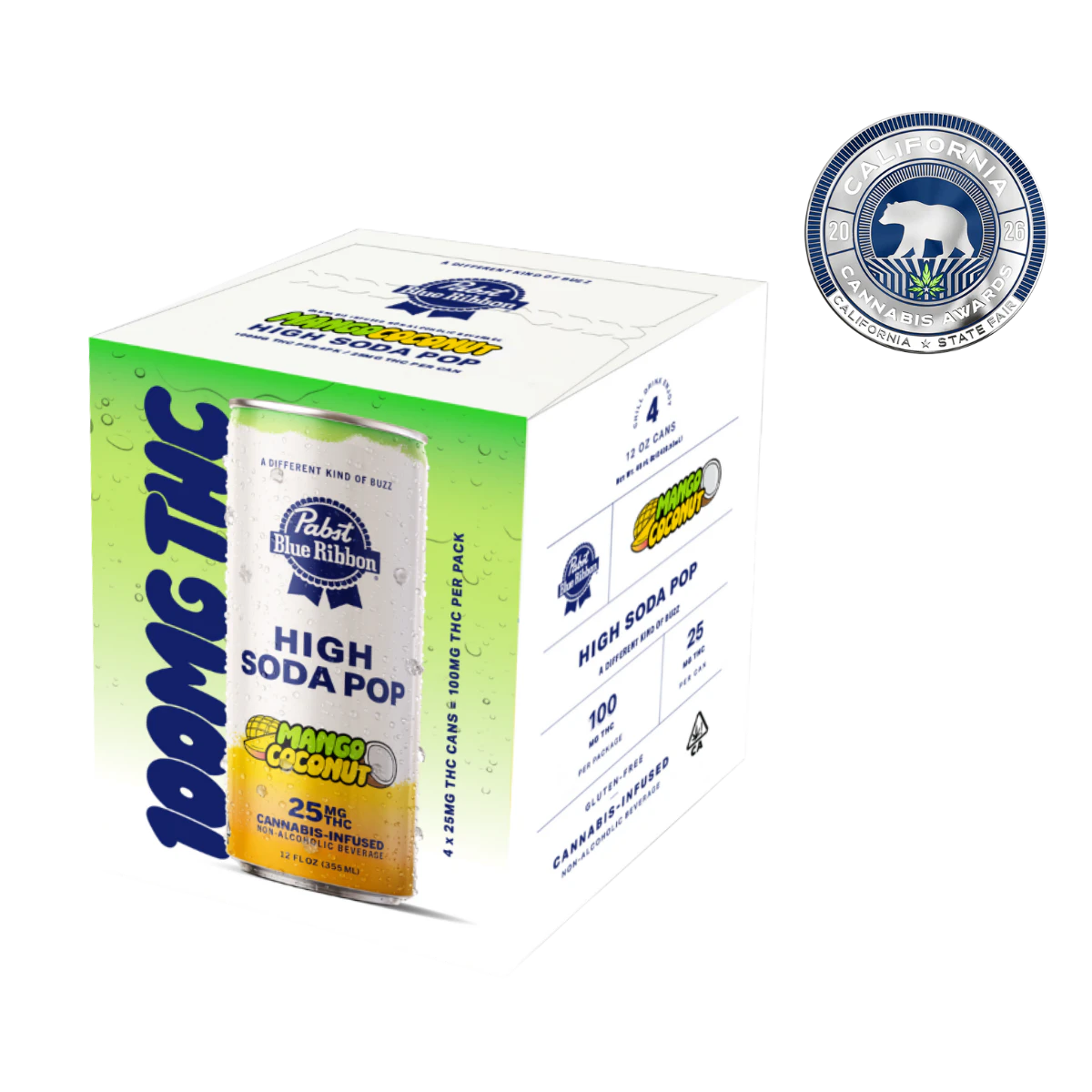 Pabst Labs - Mango Coconut | Infused High Soda 12oz (4pk) 25mg THC | Pabst Labs Main Image