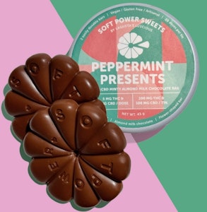 SOFT POWER SWEETS - Soft Power Sweets - Peppermint Presents - 2:1 THC:CBD Chocolate - 100mg - Edible