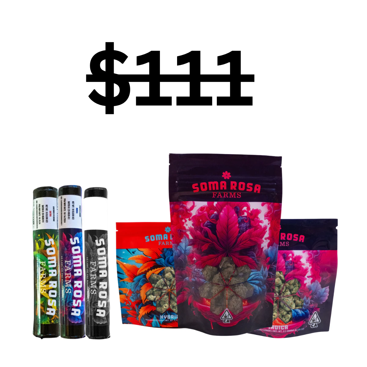 Soma Rosa - Soma Rosa Sampler | 3x Prerolls + 1x 14g Flower + 2x 3.5gs Flower Main Image