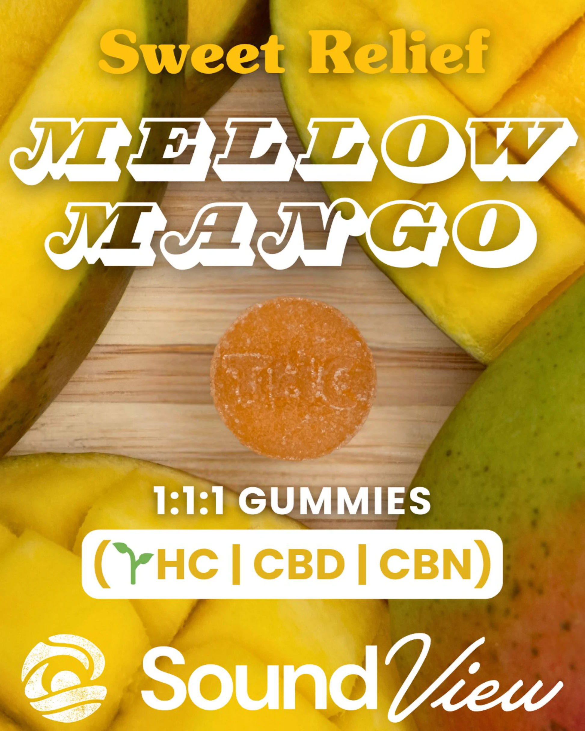 SoundView Mellow Mango 1:1:1 Gummies T93.88mg C97.54mg C9...
