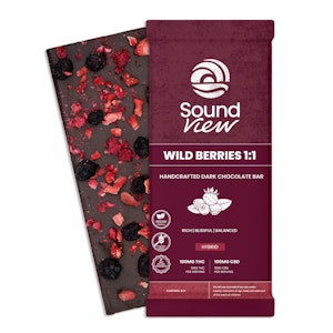 SOUNDVIEW - SoundView Wild Berries 1:1 CBD Dark Chocolate Bar T97.8mg C101.2mg H 00149