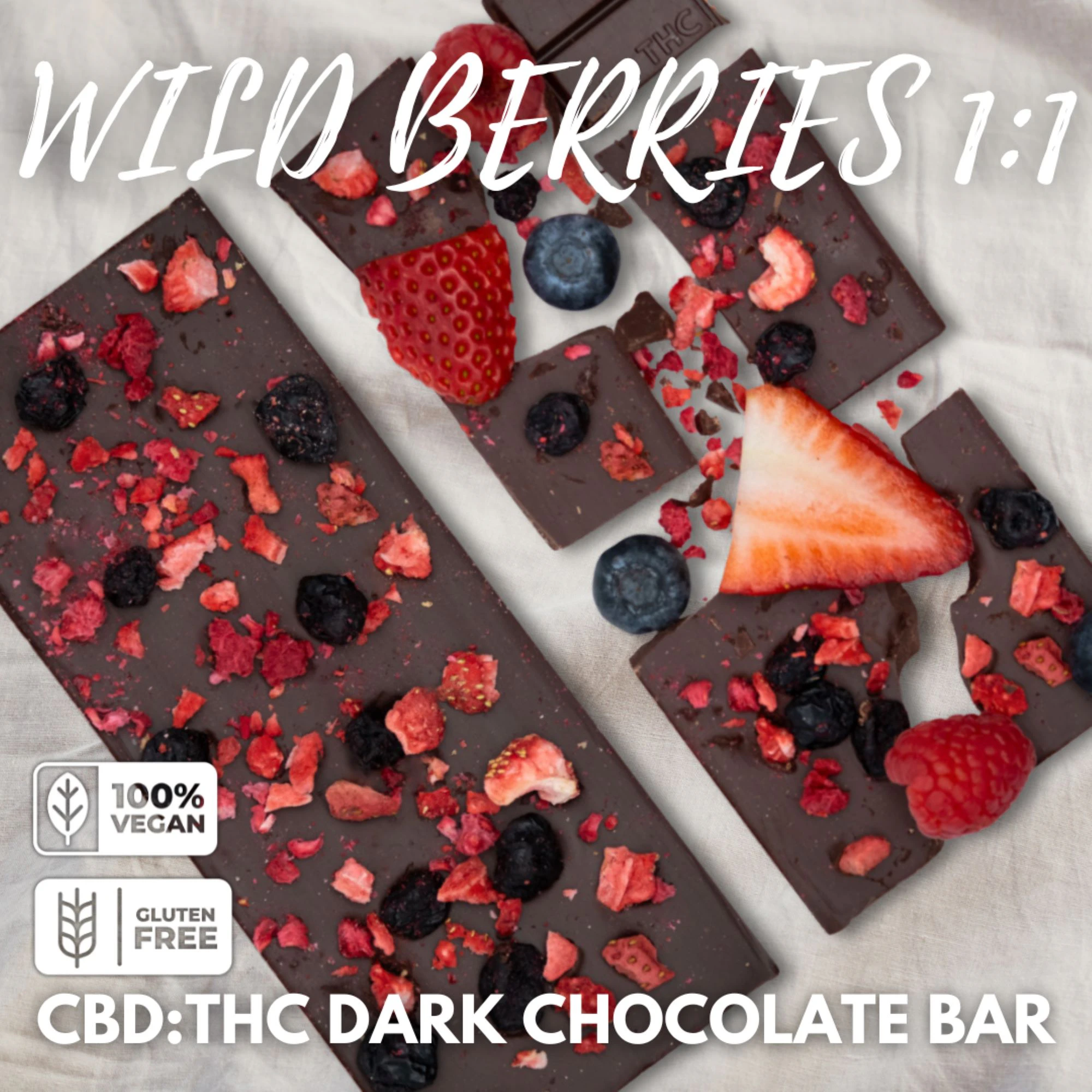 SoundView - SoundView Wild Berries Dark Chocolate Bar 1:1 CBD T92.68 C96.08 H 00044 Main Image
