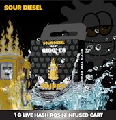 Giggles- Sour Diesel 2g Live Rosin Infused Vape Cart
