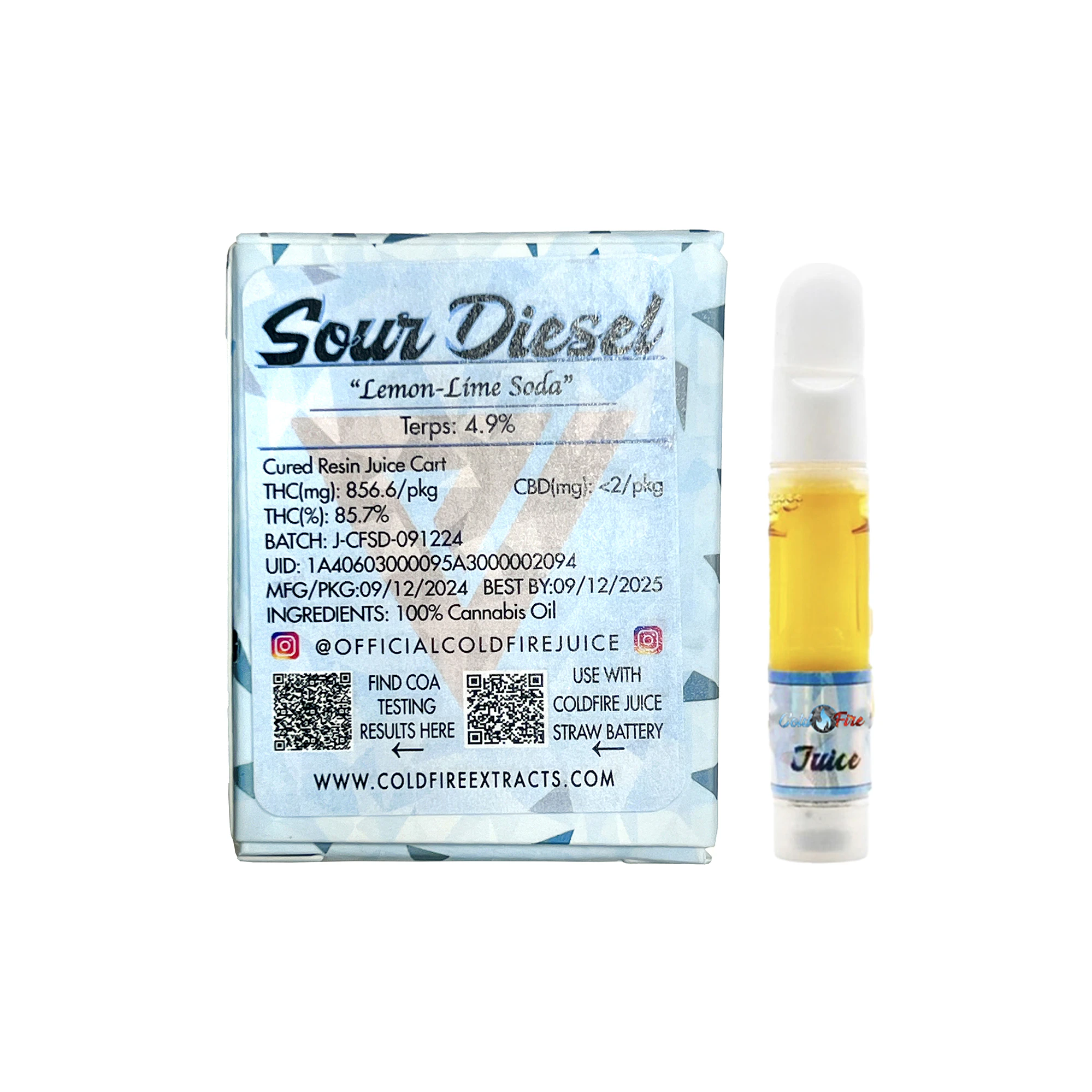 COLDFIRE Extracts - Coldfire x Ember Valley Sour Diesel Juice Vape Cart 1.0g Main Image