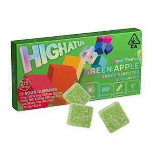 Highatus - Sour Green Apple 1:2 CBD:THC (S) | 10mg:5mg 10pk Sour Gummies | Highatus