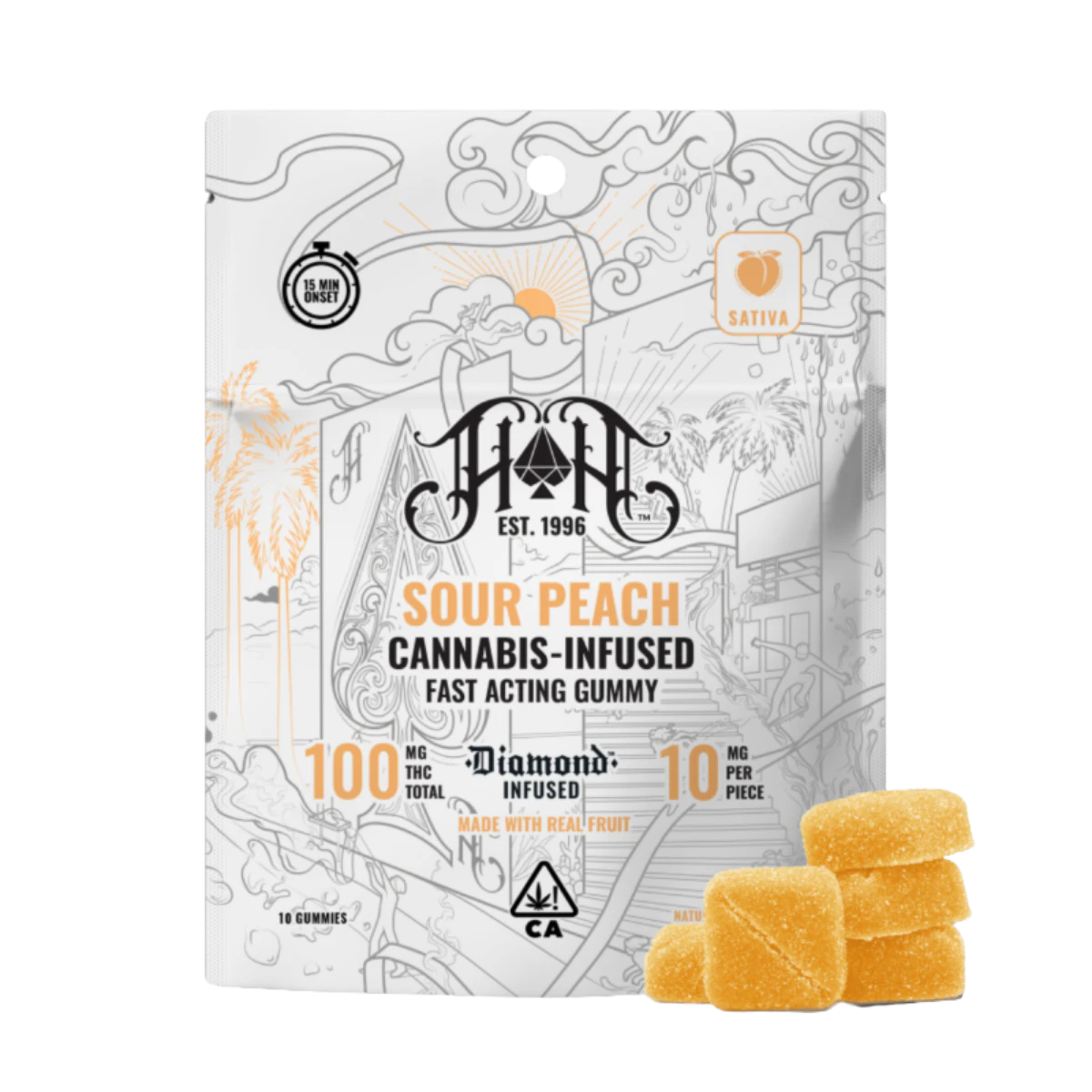 Heavy Hitters - Sour Peach (S) | Fast Acting Diamond Infused Gummies | Heavy Hitters Main Image