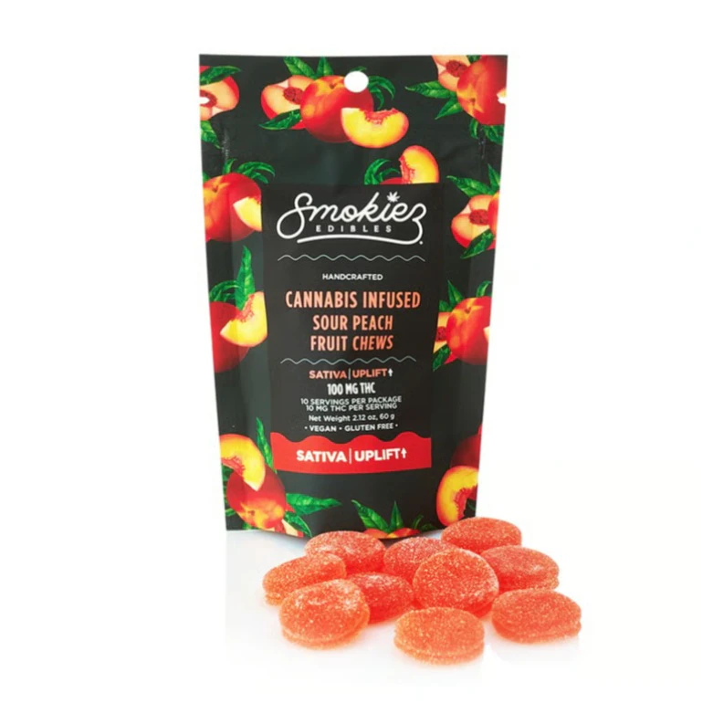 Smokiez Edibles - Sour Peach | Gummies | 100mg/10 Pieces | Smokiez Edibles Main Image