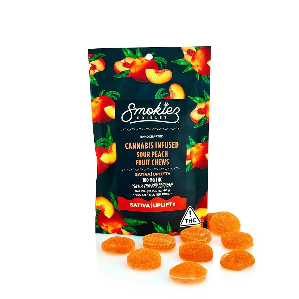 Smokiez Edibles - Smokiez Sour Peach Sativa Fruit Chews 100mg Main Image