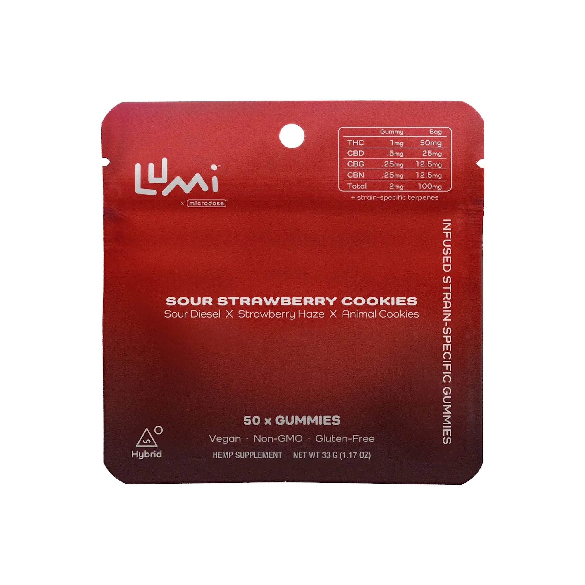 Lumi Gummies - Sour Strawberry Cookies | Hybrid 10ct Mini Bags Main Image