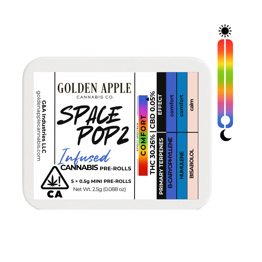 Golden Apple Cannabis Co. - Space Popz| Infused | Indica | 5 x Mini 0.5g | Pre-Rolls Main Image