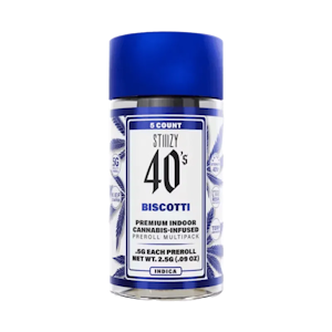 STIIIZY - [STIIIZY] INFUSED PREROLL 5 PACK - 2.5G - 40S BISCOTTI (I)