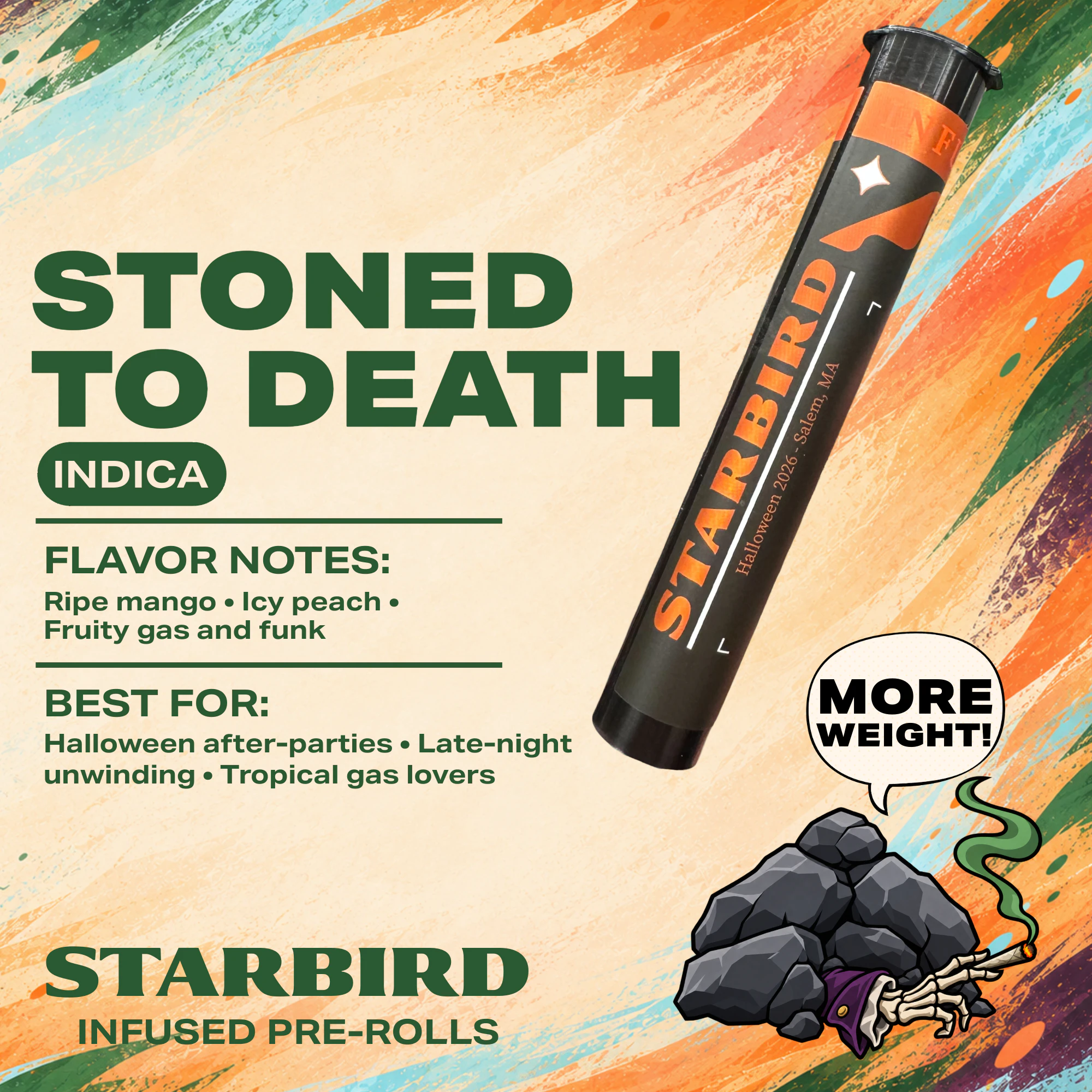 Starbird - Stoned To Death - 1g Halloween Infused Preroll - Starbird Cannabis Main Image