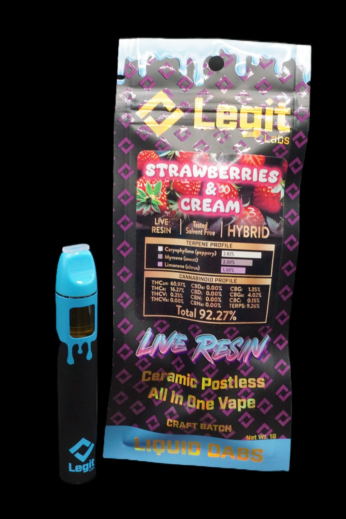 Strange Rootz - AIO Vape - Live Resin - Strawberries & Cream Main Image