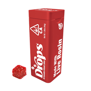 DROPS - Strawberry (Sour Strawberry) (S) | 20pk Lifted 1:4 (1.25mg:5mg CBD:THC) Live Rosin Jellies | Drops