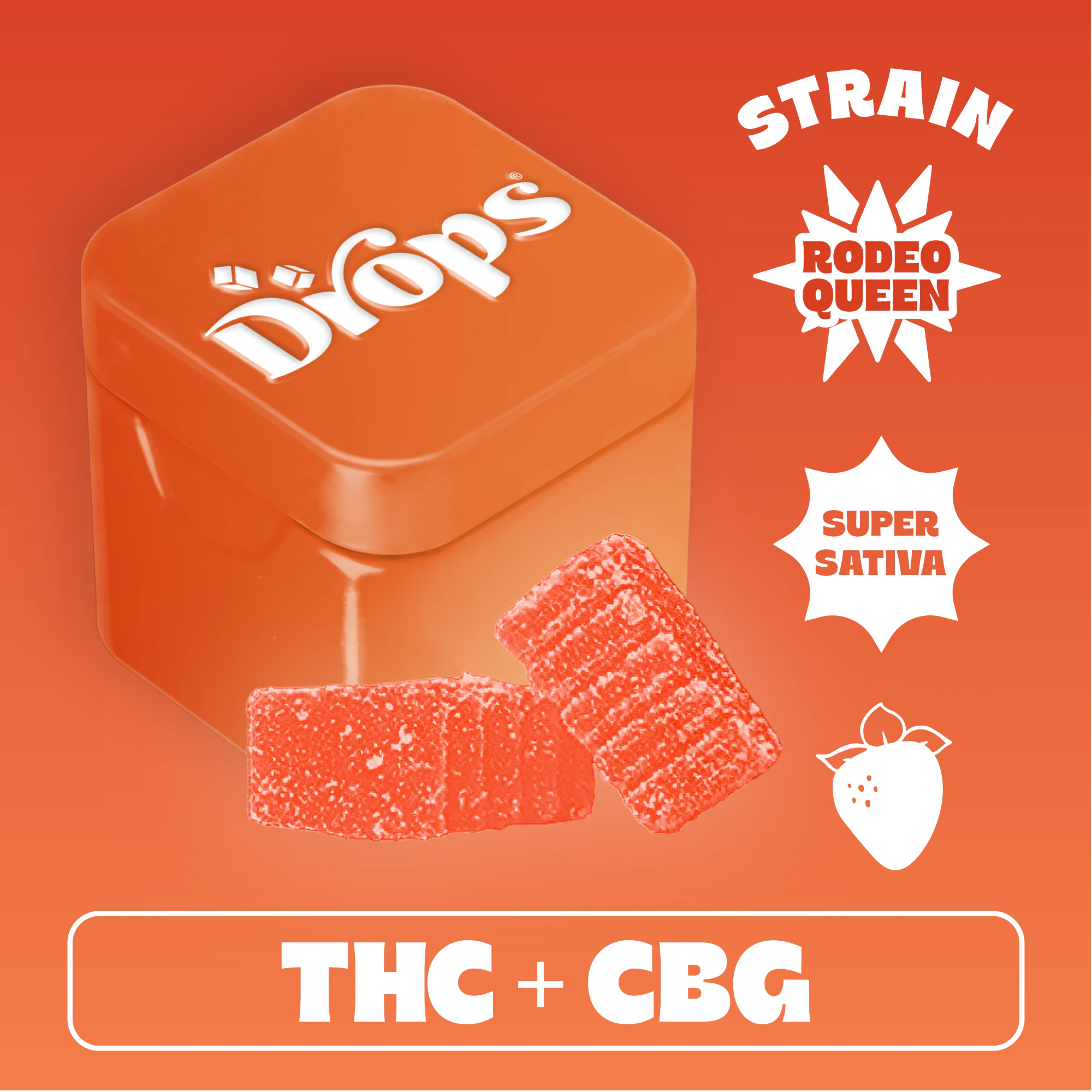 Drops - Drops | Live Rosin Gummies | Strawberry  | Rodeo Queen | THC:CBG | 100mg Main Image
