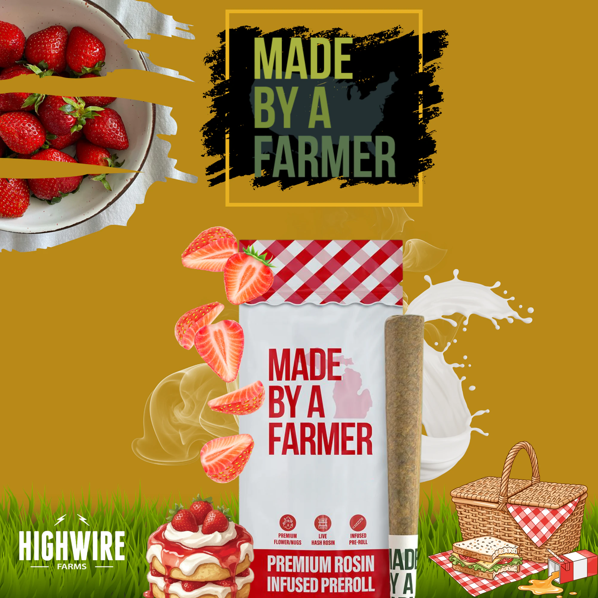 Made By A Farmer - Made By A Farmer Strawberry Cream Pie Rosin Infused Preroll 1.5g Main Image