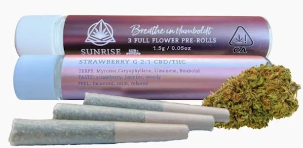 SUNRISE MOUNTAIN - Sunrise Mountain .5g Strawberry G 2:1 CBD Pre-Roll 3pk