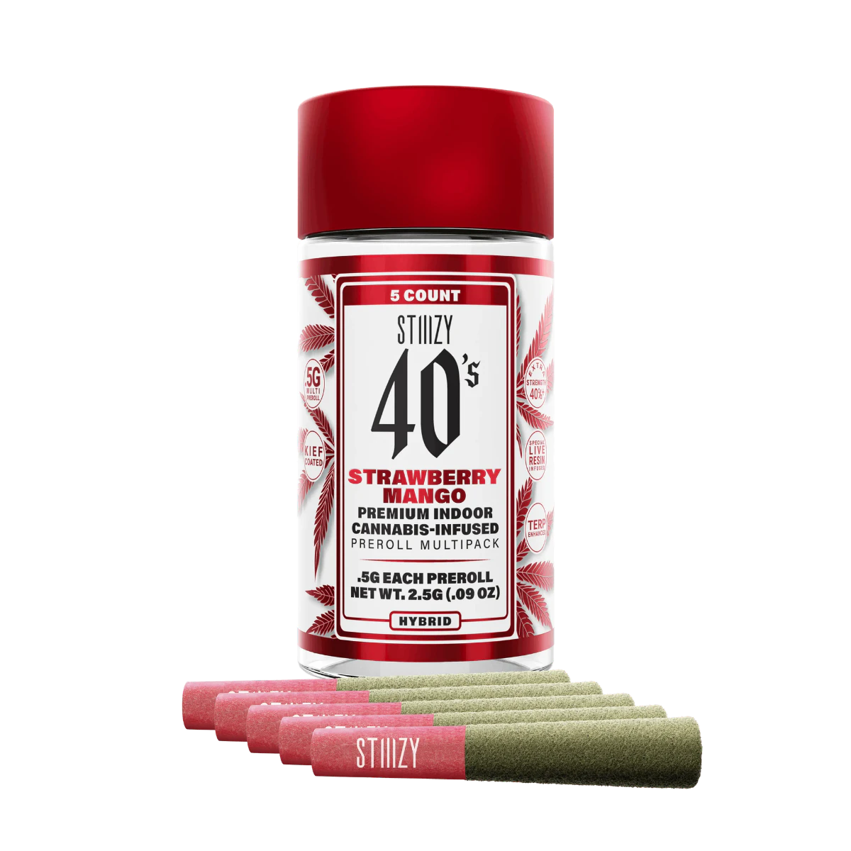 STIIIZY - Strawberry Mango (H) | .5g 5pk Multi Pack Infused 40s Prerolls | Stiiizy Main Image