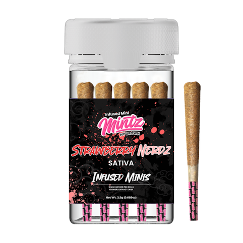 Mintz - Strawberry Nerdz -Sativa- 16.53% THC | 5pk 2.5g (Infused Pre-Rolls) | Mintz     -k8 middle