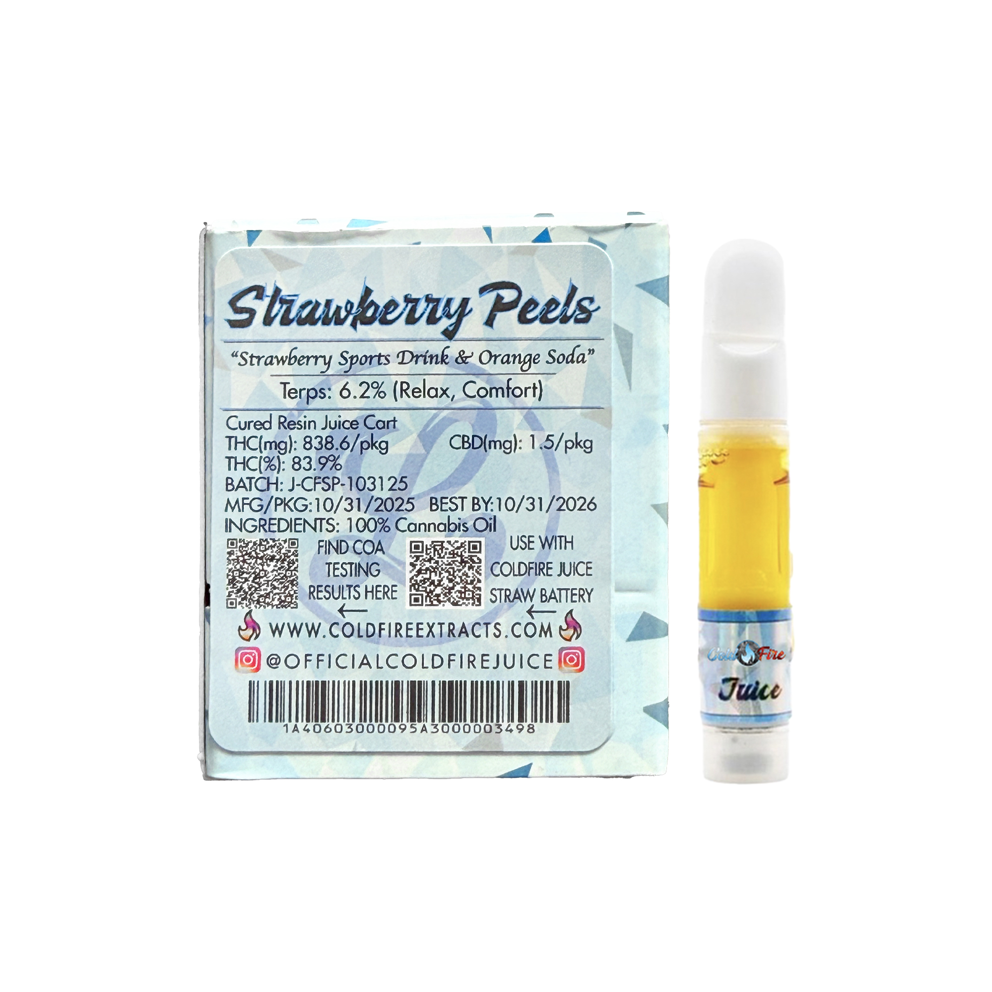 ColdFire x Lumpy's Strawberry Peels Cured Resin Juice Cart 1.0g