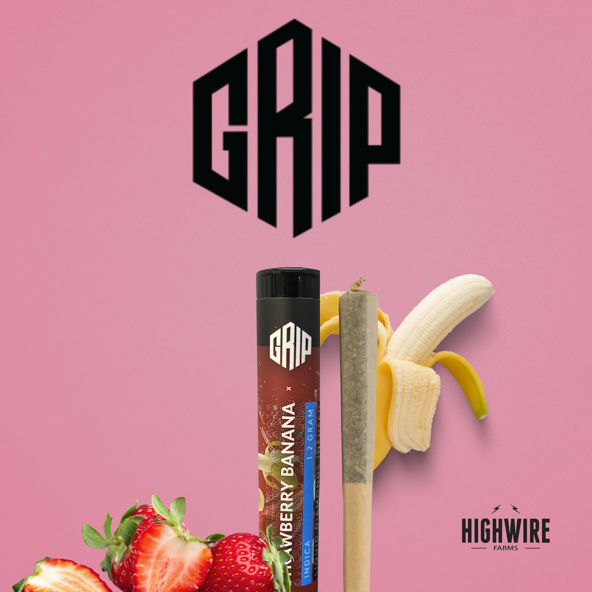 GRIP CANNABIS - Grip Strawberry Banana Liquid Diamond Preroll 1.2g Main Image