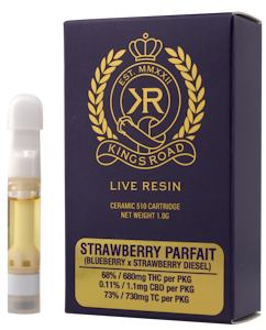 Kings Road - Kings Road - Strawberry Parfait - Live Resin Cartridge - 1g - Vape