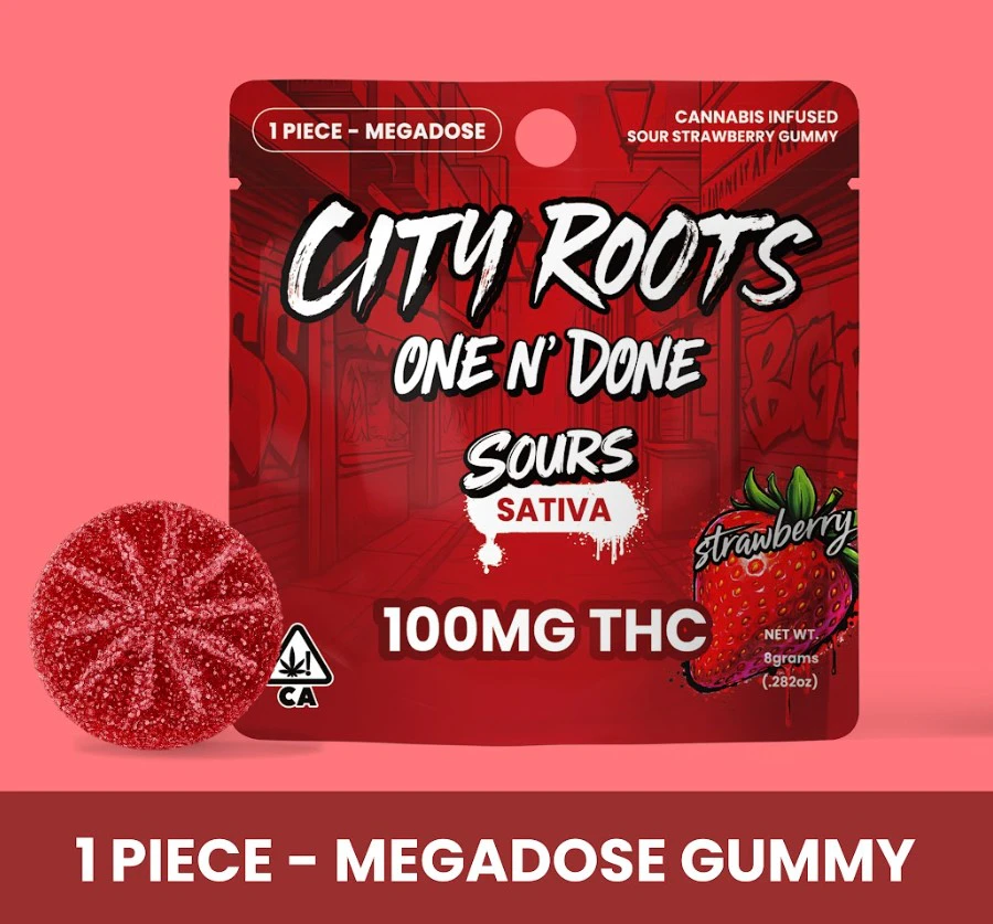 CITY ROOTS - CITY ROOTS: Sour Strawberry Gummy Puck 1 Piece/100mg (S) Main Image