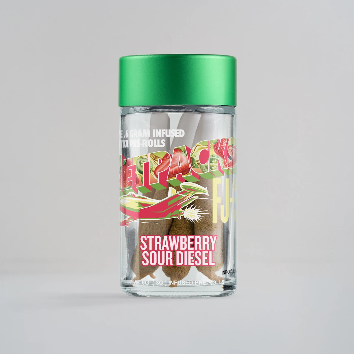 Jetpacks - Strawberry Sour Diesel FJ-3 infused pre-roll | .6g, 5pack Main Image