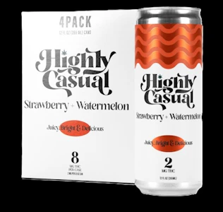 HIGHLY CASUAL - Highly Casual | Seltzer | Strawberry + Watermelon 4-Pack | 8mg