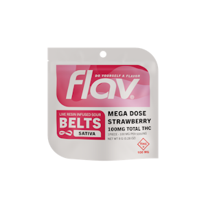 FLAV - FLAV - SOUR STRAWBERRY MEGA DOSE LIVE RESIN GUMMY BELT 100MG