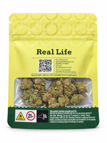 Real Life Bonticals - Strawberry Mimosa - Hybrid- 29.879% THC | 3.5g (Flower) | Real Life Botanicals  -R3 BACK