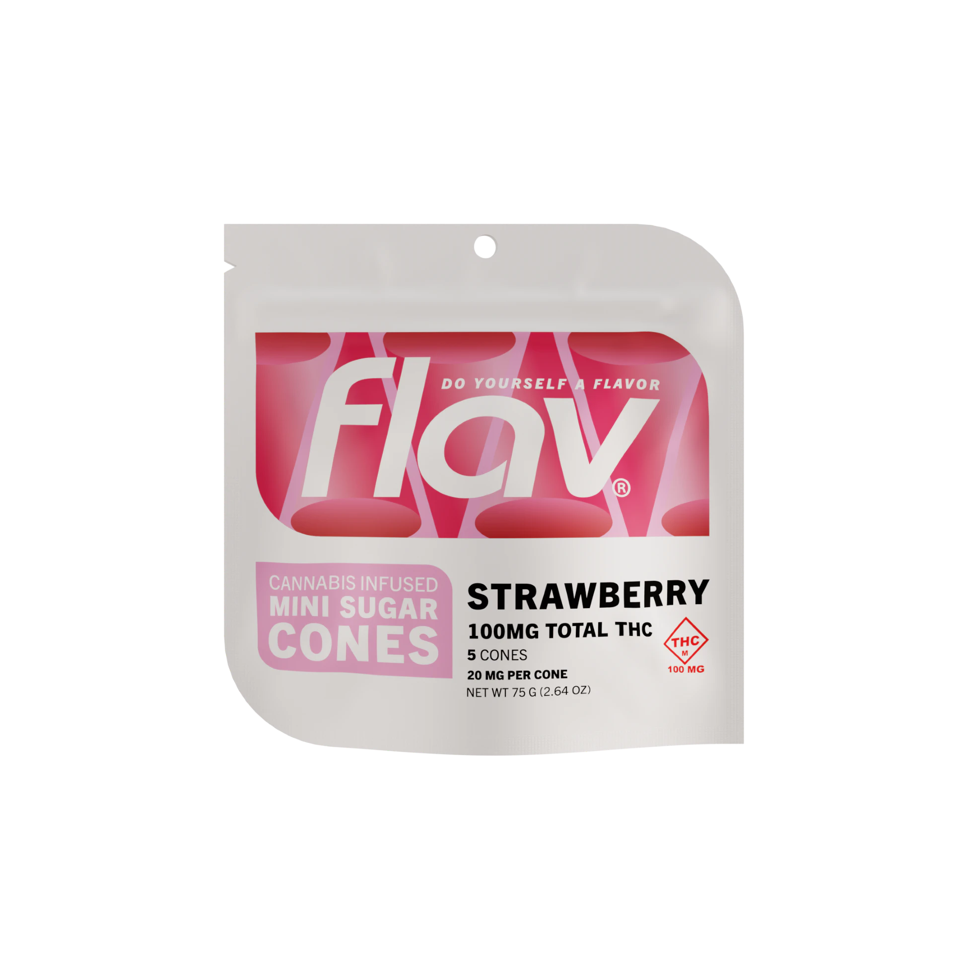 Flav - FLAV - STRAWBERRY MINI SUGAR CONES 100 MG Main Image