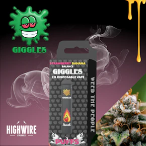 Giggles Puffs Hash Rosin Infused Disposable Strawberry Banana 2g