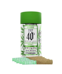 STIIIZY - Stiiizy-Strawnana-40's-Hybrid-Infused Pre Roll-Live Resin- 5 per pack-Multi Pack-40%+-.5g