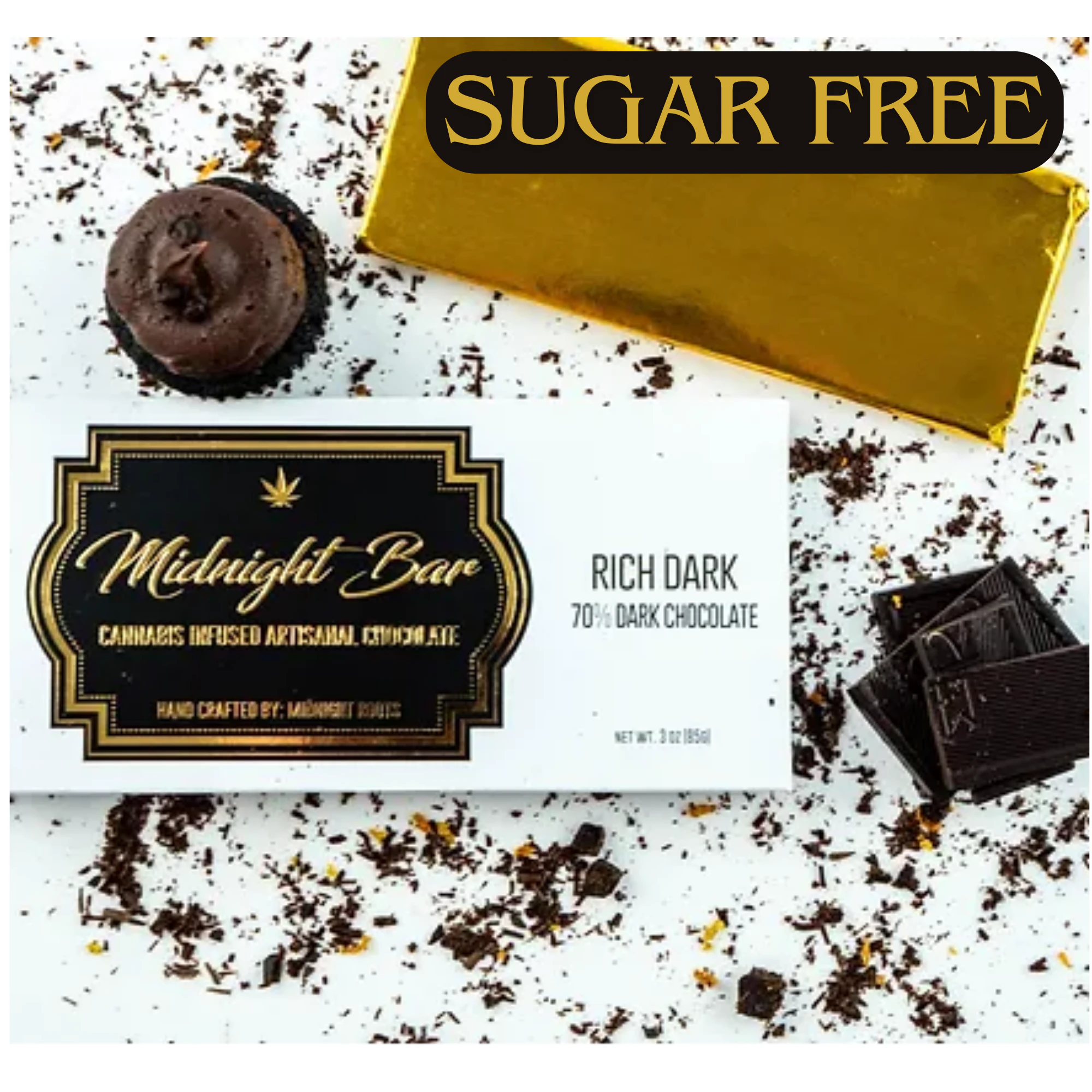 Midnight Roots - Midnight Roots - Sugar Free Dark Chocolate Bar - 200mg Main Image