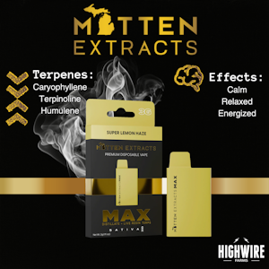 MITTEN EXTRACTS - Mitten Extracts MAX Disposable Super Lemon Haze 3g 