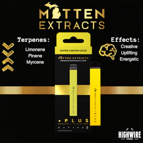 Mitten Extracts Disposable Super Lemon Haze Distillate + Live Resin Terps 1g