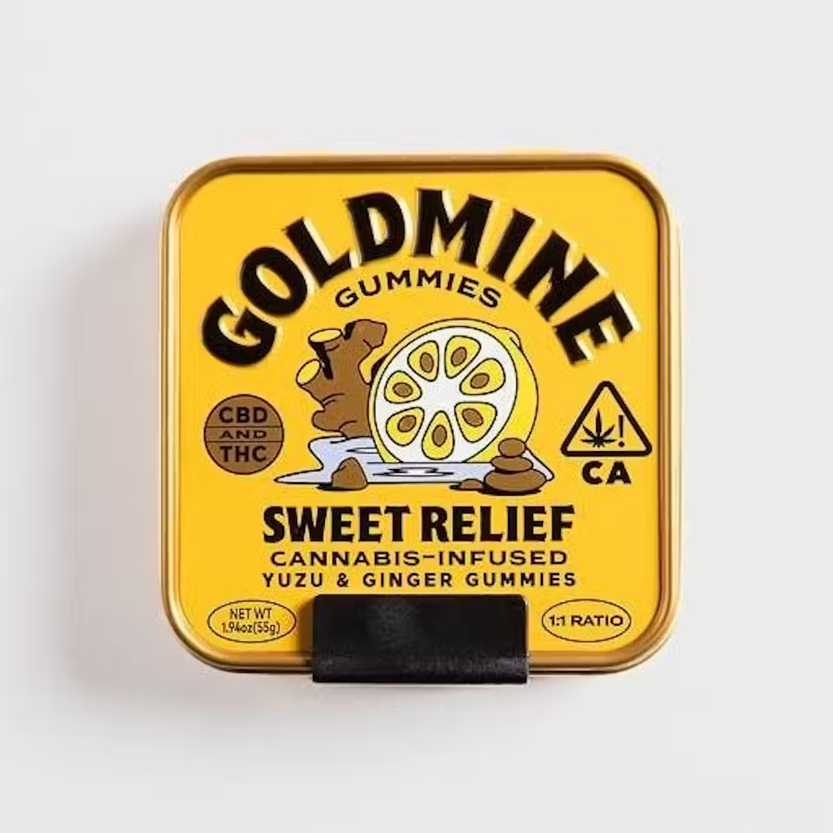 Goldmine Sweet Relief Yuzu & Ginger 1:1 THC:CBD Gummies 100mg