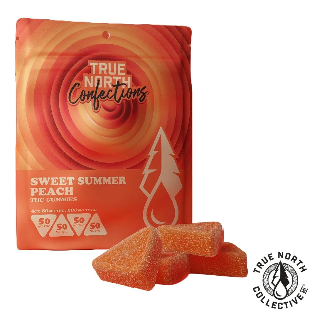 True North Collective MI - True North Commissary Program- Sweet Summer Peach 4x50mg Vegan Gummies Main Image