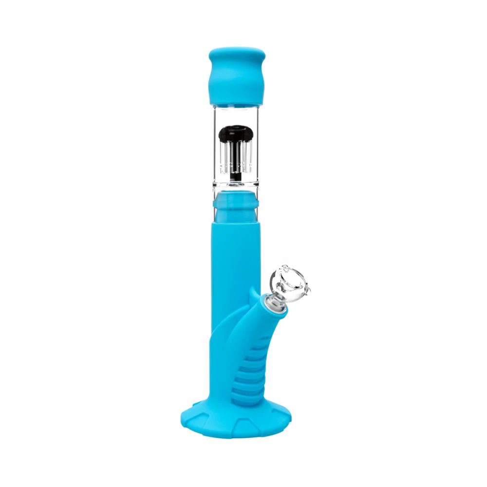 FTE - TEAL SILICONE STRAIGHT TUBE W/PERCOLATOR - FTE Main Image