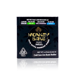 TEAM ELITE GENETICS - TEAM ELITE GENETICS - Concentrate - Monkey Bars - Cold Cure Live Rosin - 1G