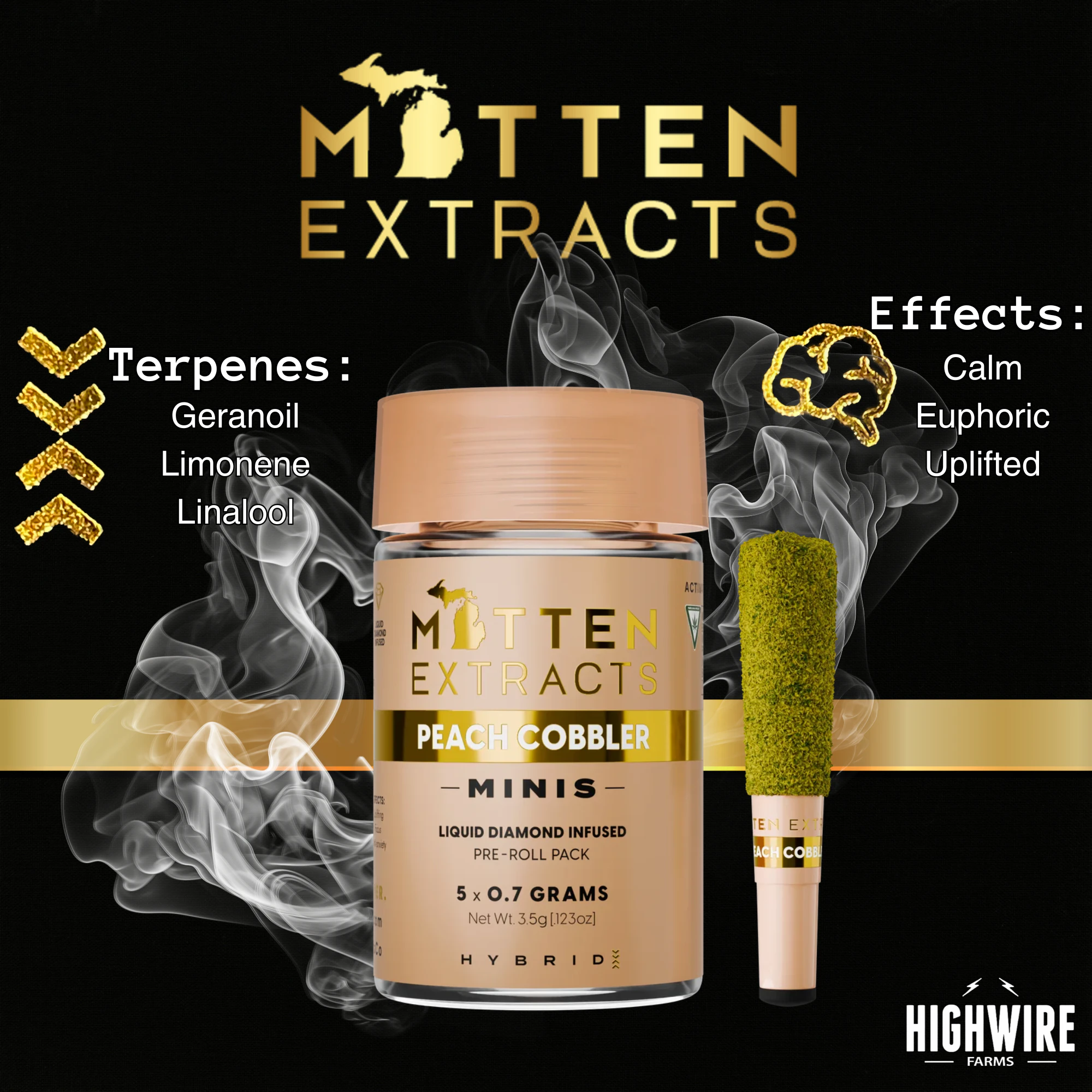 Mitten Extracts - Mitten Extracts Peach Cobbler Infused Preroll 5pk 3.5g Main Image