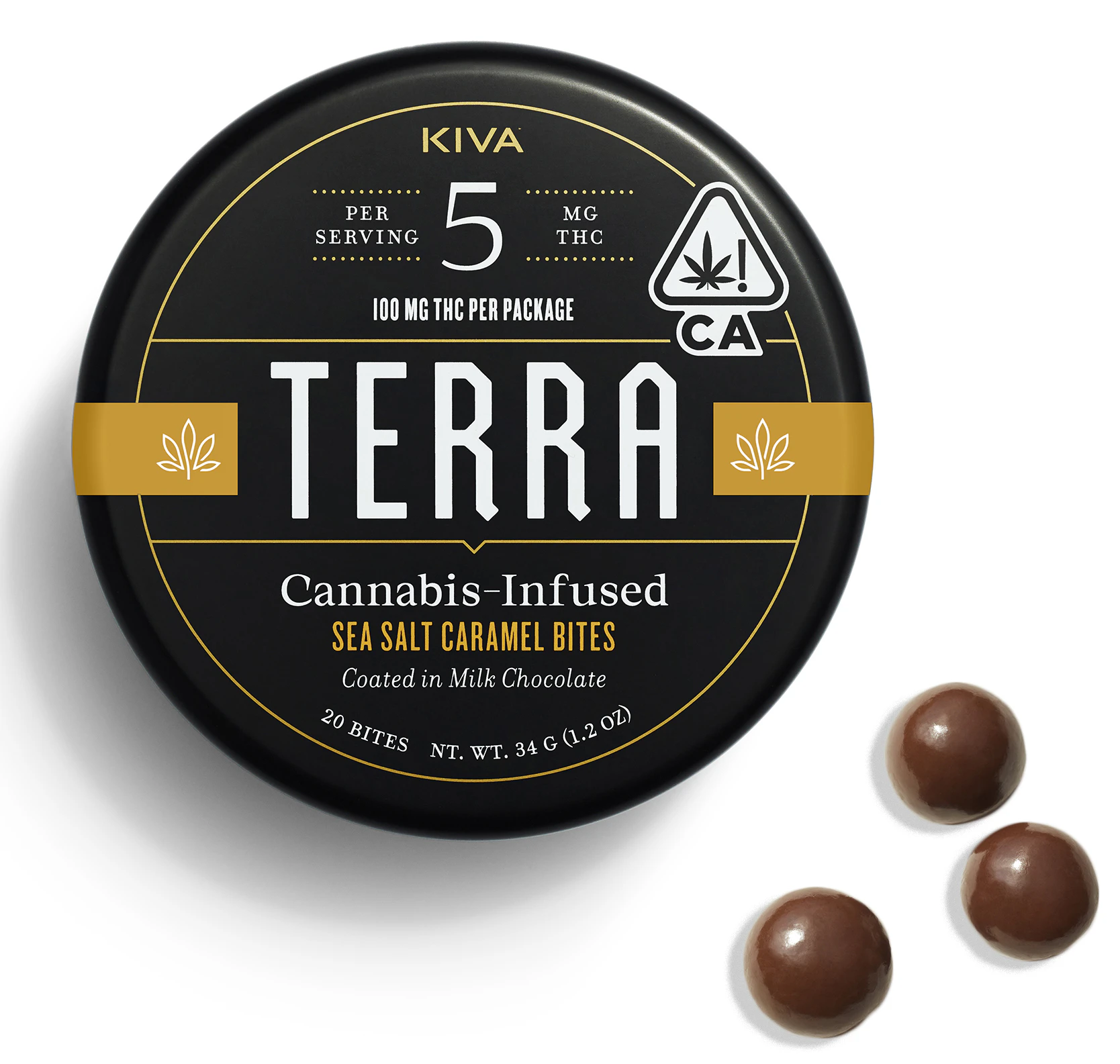 KIVA - Terra Bites Milk Chocolate Sea Salt Caramel | Kiva | 100mg Main Image